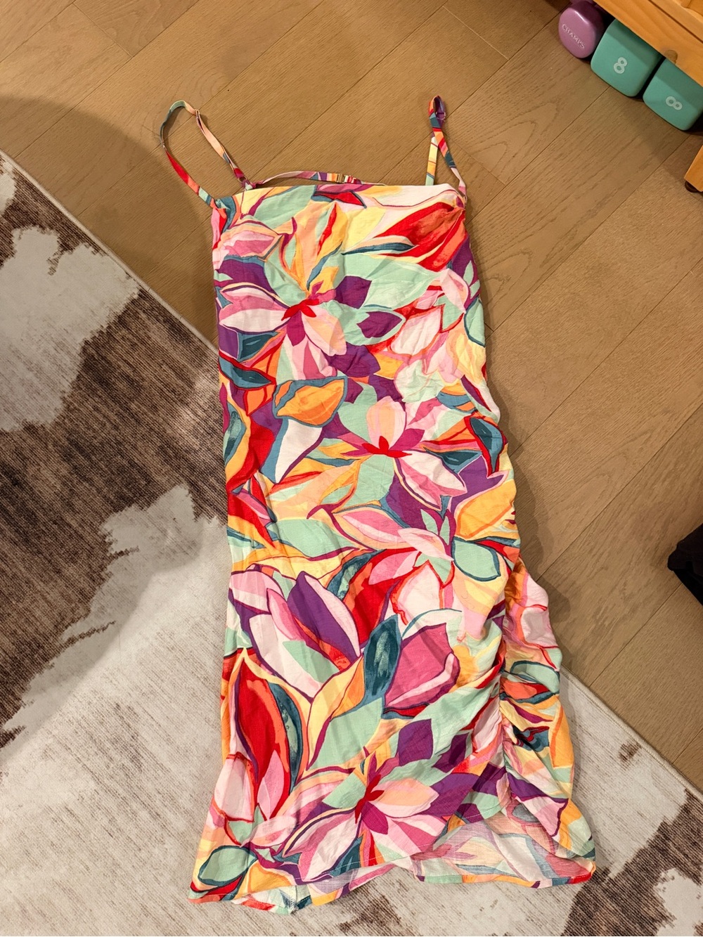 Vibrant Floral Multicolor Spaghetti Strap Dress